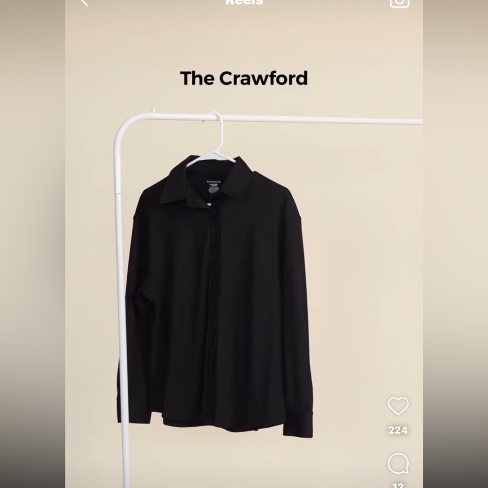 93 Play Street Black Crawford Button Up Top / Cover Up XS/S